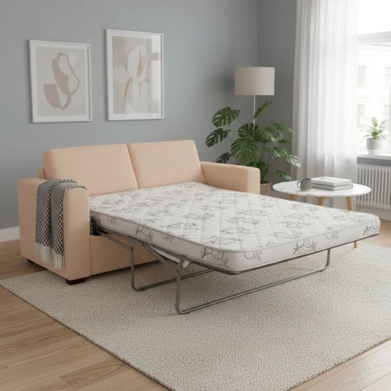 SOFA CAMA 2 PLAZAS - TAPIZADO EN PU COLOR PERLA SOFA CAMA 2 PLAZAS - TAPIZADO EN PU COLOR PERLA