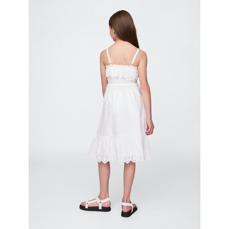 SMOCKED RFFL MIDI DRS NEW OFF WHITE