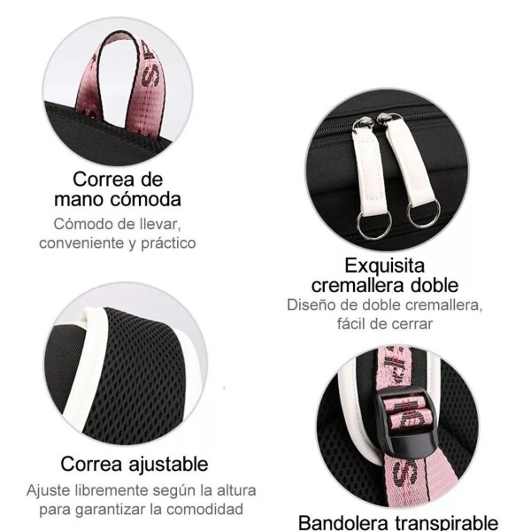 Mochila Impermeable Kawaii Estilo Coreano Notebook Usb Variante Color Negro
