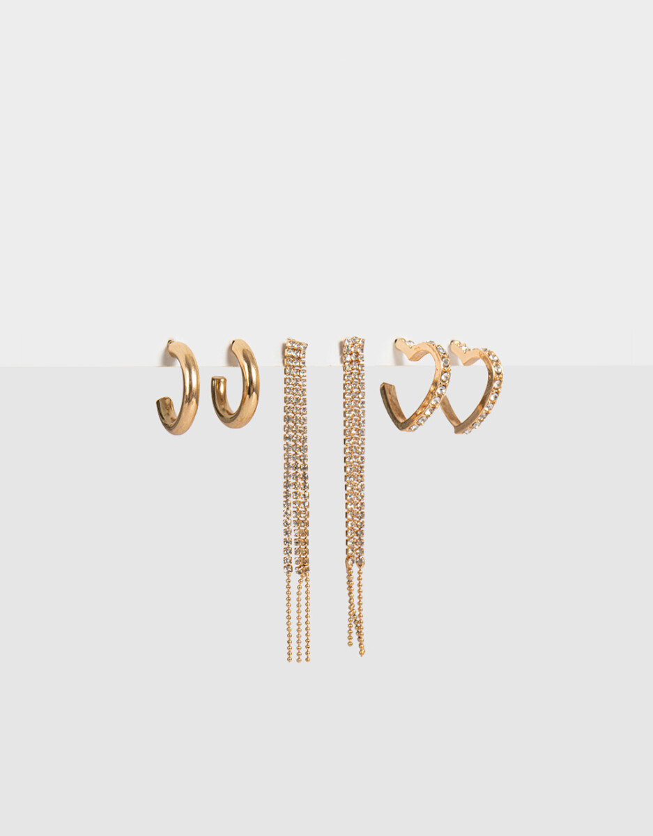 Set De Aros Con Strass 