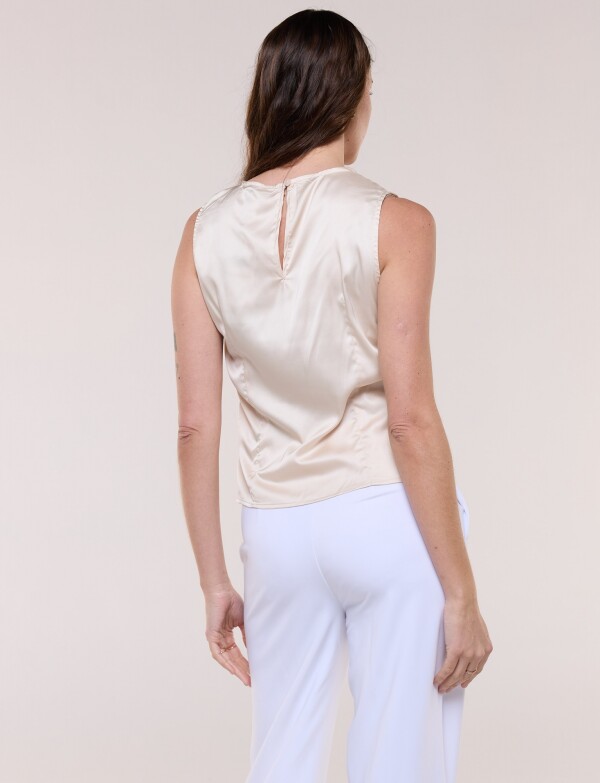 Blusa Escote Asimétrico Aro Dorado BEIGE