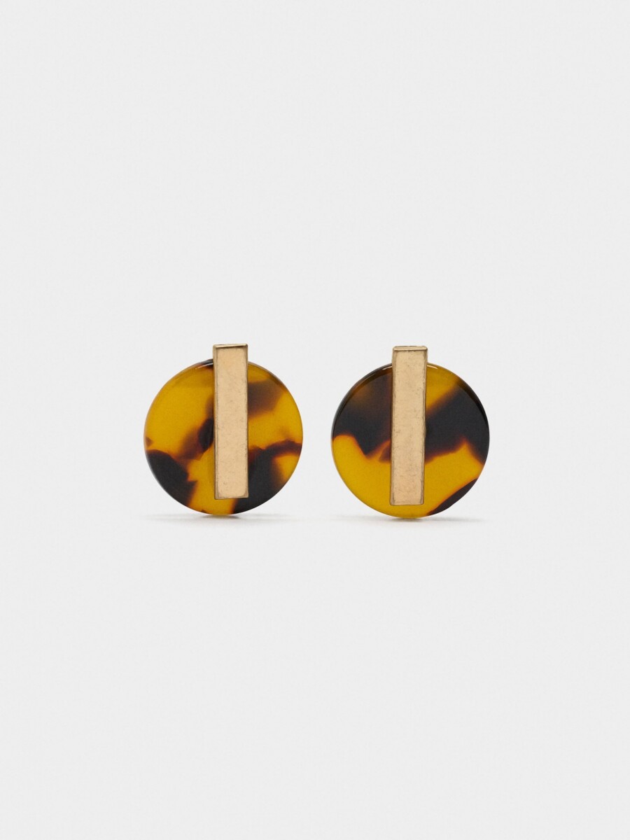 Pendientes Redondos De Efecto Carey marron