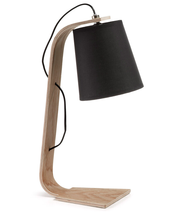 Luminaria de sobremesa Repcy de madera maciza de eucalipto negra