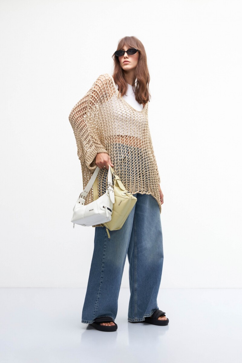 Poncho tejido beige
