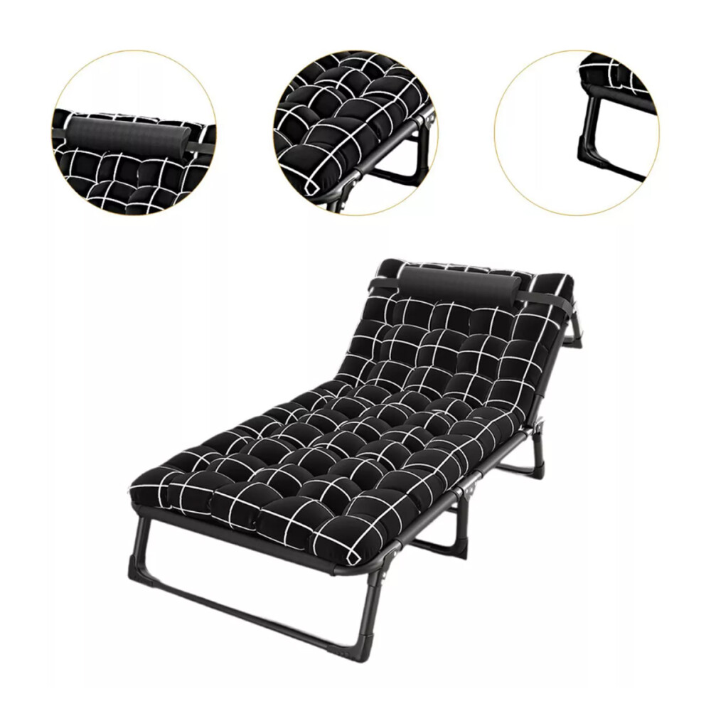 Catre plegable acolchonado Cuadrillé