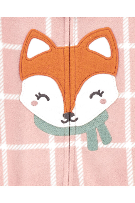 Pijama una pieza de micropolar, con pie, rosado, estampa zorro. Talles 2-5T Sin color
