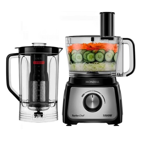 Multiprocesador Mondial 9 en 1 Turbo Chef Negro/Inox 1000W Multiprocesador Mondial 9 en 1 Turbo Chef Negro/Inox 1000W