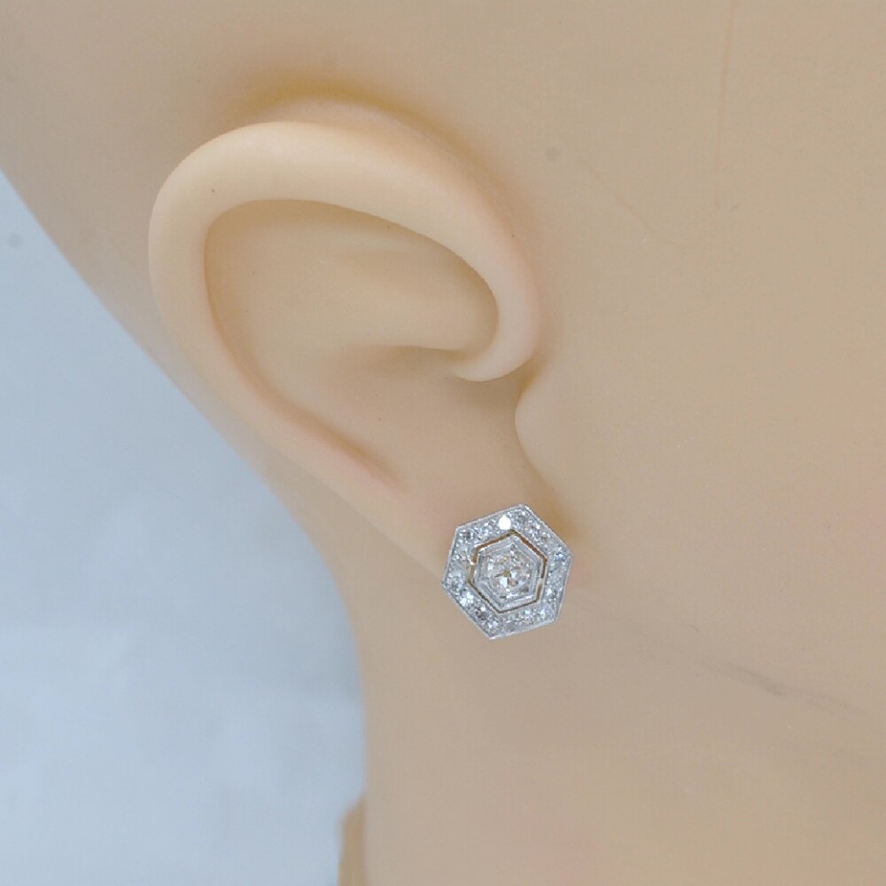 Caravanas En Oro18K Y Platino Con Brillantes Estilo Antiguo Caravanas En Oro18K Y Platino Con Brillantes Estilo Antiguo