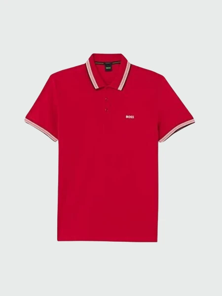 BOSS -Remera polo de algodón, regular fit, PADDY Rojo