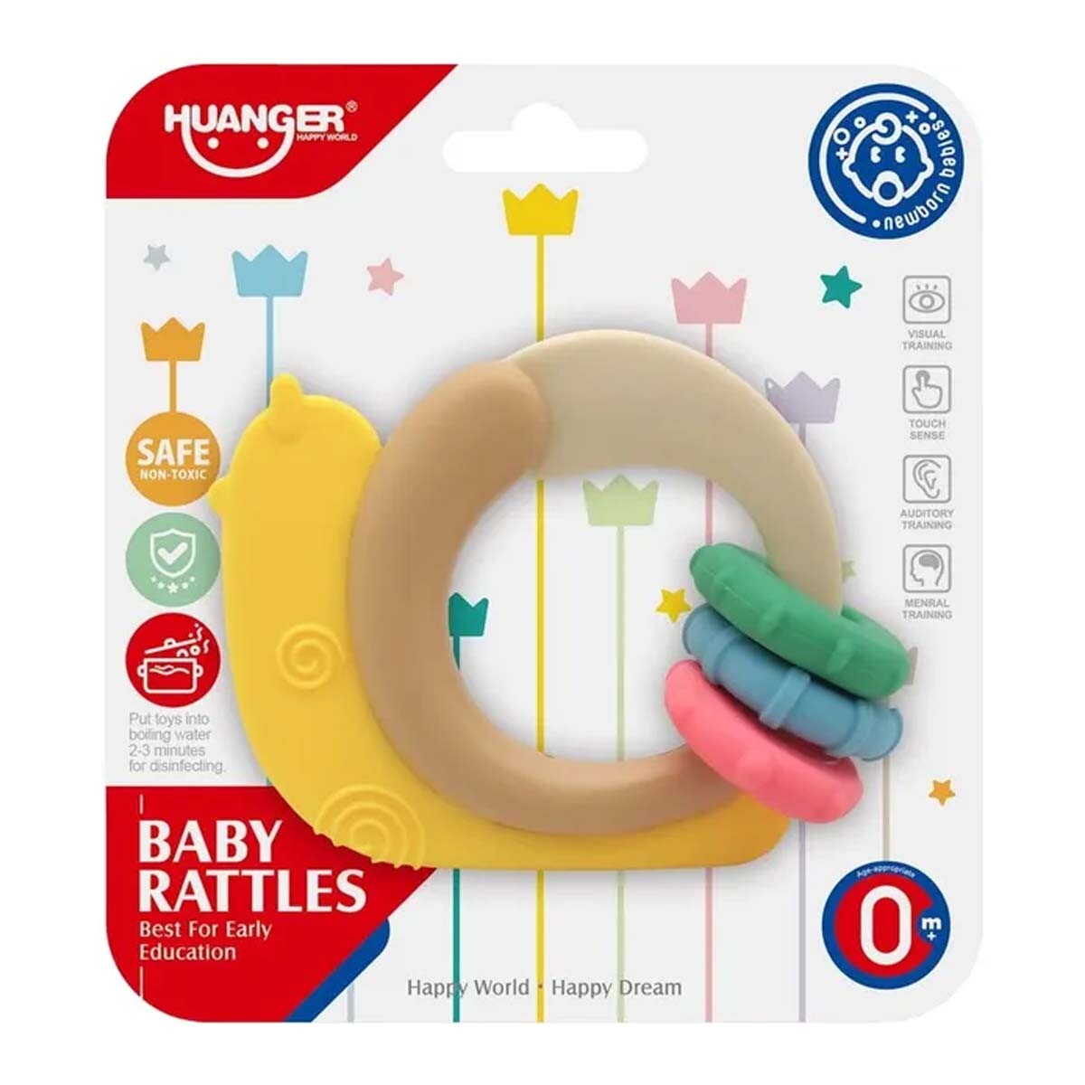 Sonajero Mordedor Mordillo con Diseños Plástico Bebé Huanger - Multicolor 