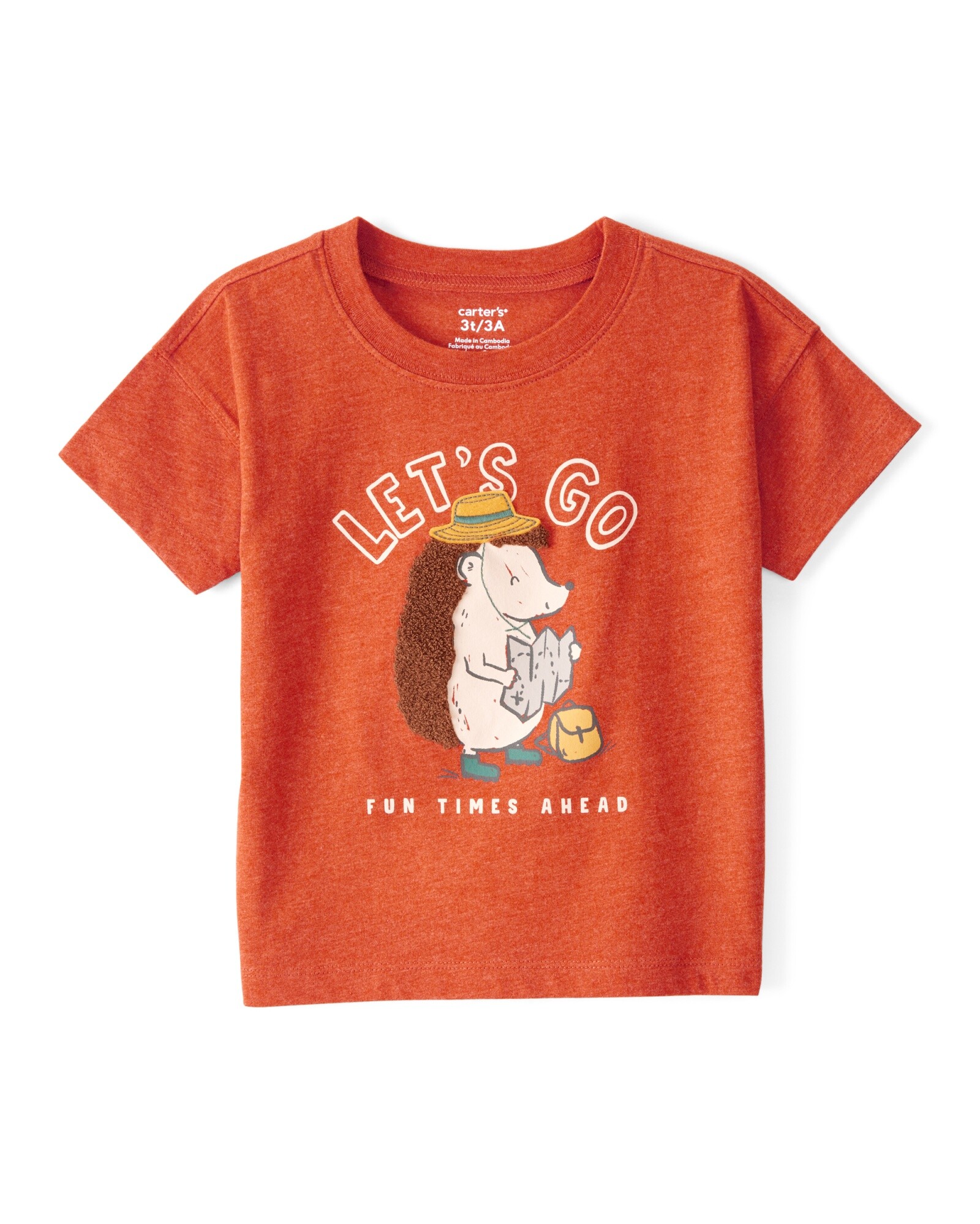 Remera de algodón, manga corta, estampa erizo Sin color