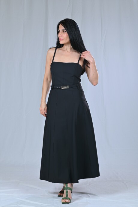 Vestido con cinto Begoña Negro