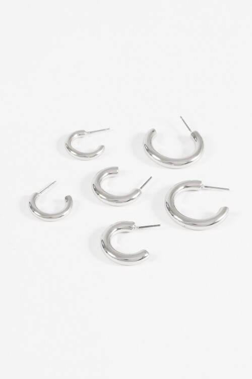 Set de aros plateado