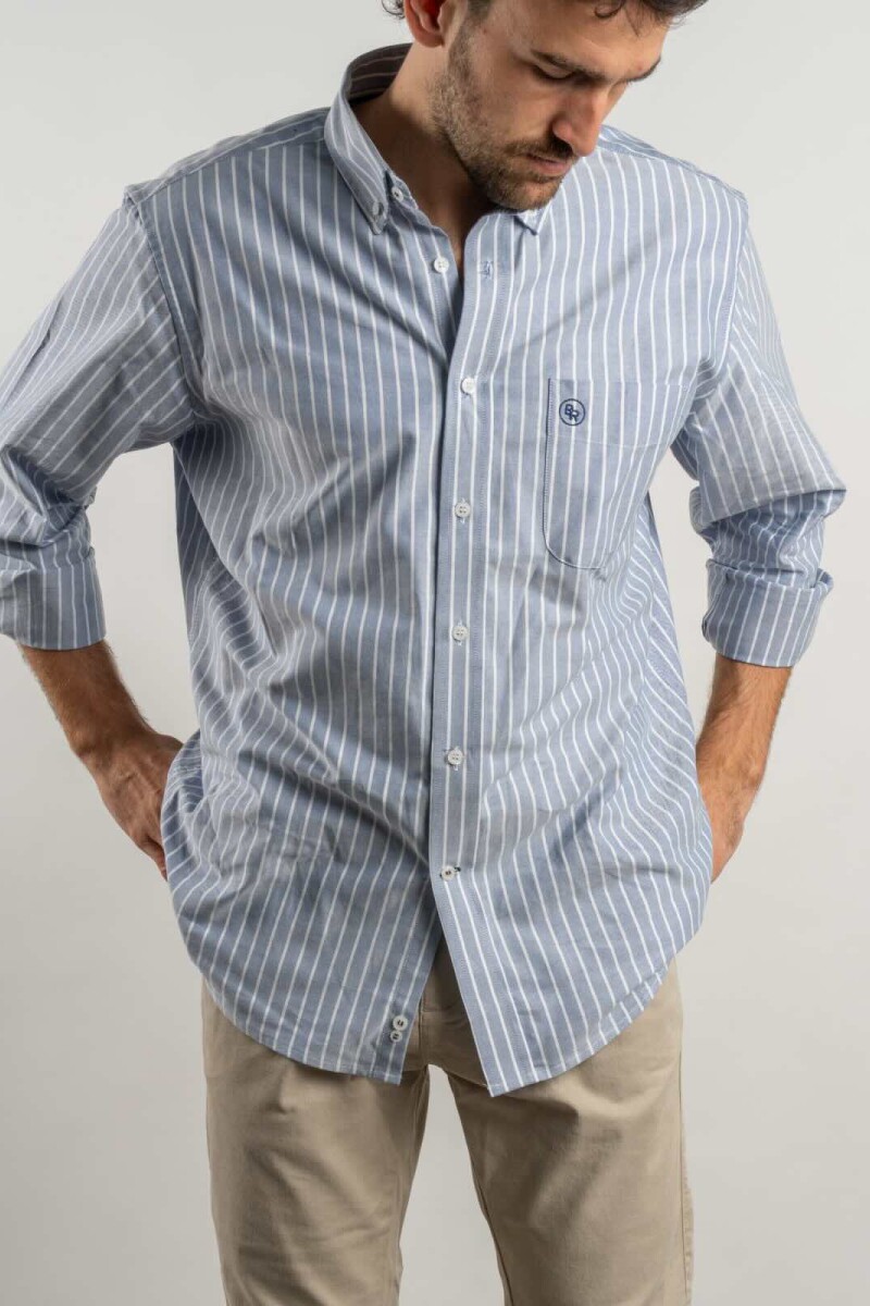 Camisa Oxford Rayada Brixton Butcher Azul