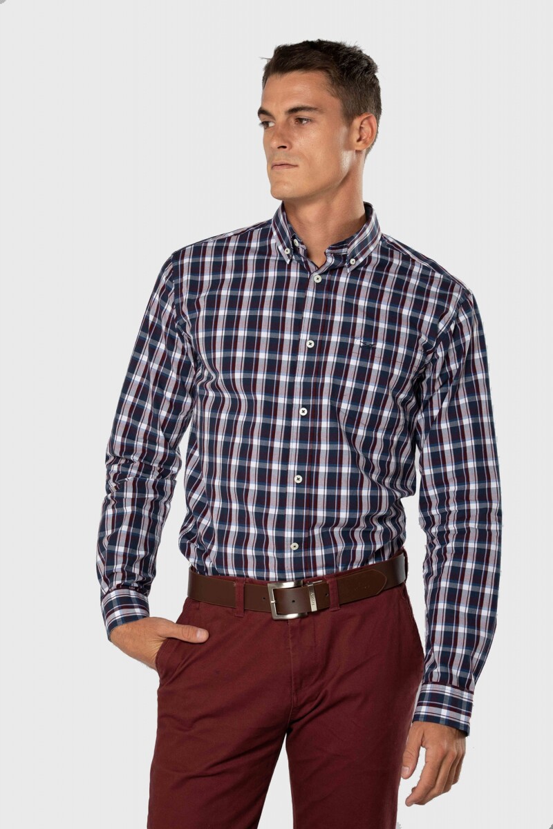 CAMISA A CUADROS - Bordeaux 