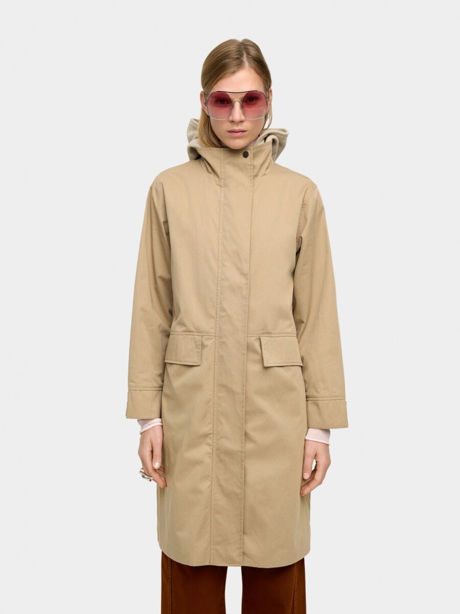 Parka De Algodón Con Capucha Desmontable beige
