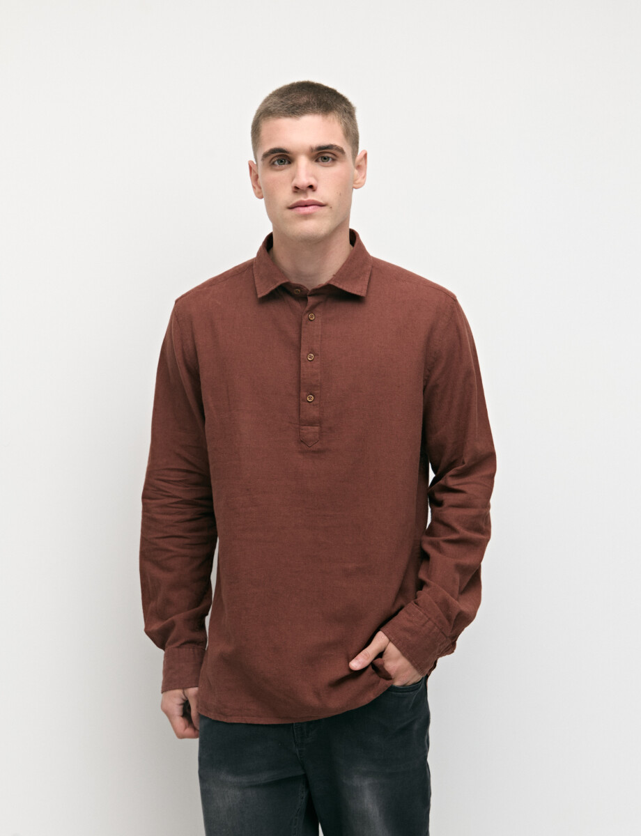 012766 CAMISA LINO WIN Terracota