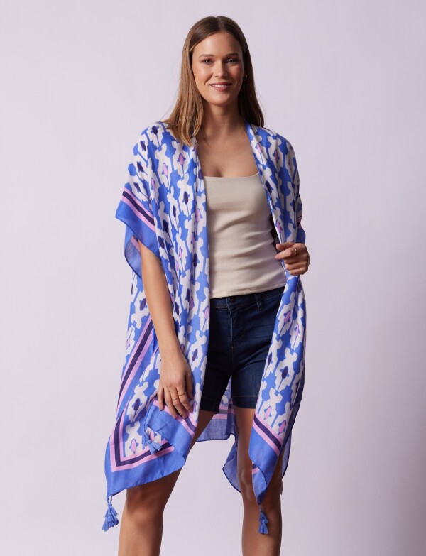 Kimono Printed AZUL/BLANCO