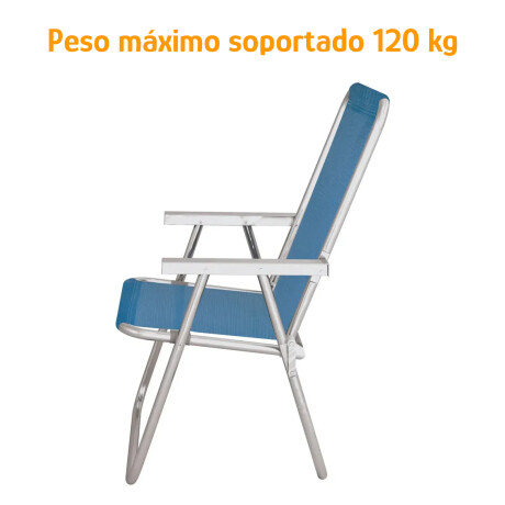 Kit 2 Reposeras Altas Plegables Aluminio Conforto Total Mor Azul