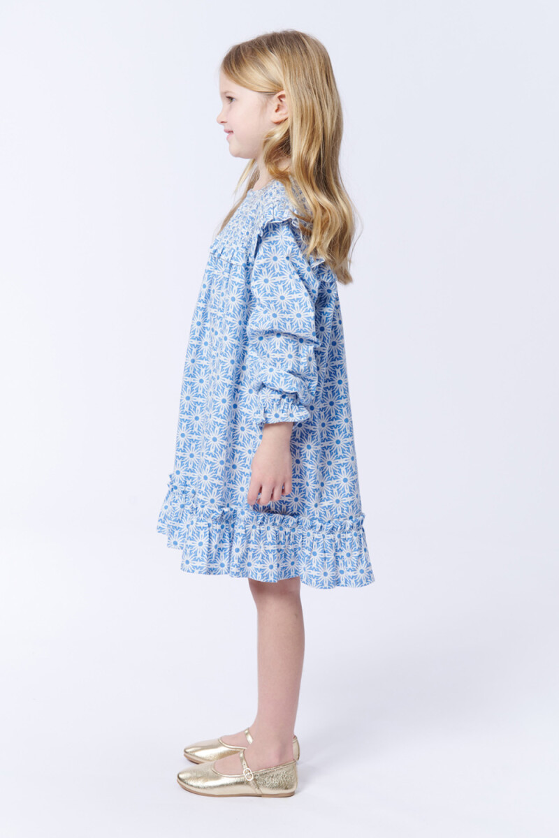 Vestido volados estampado Celeste
