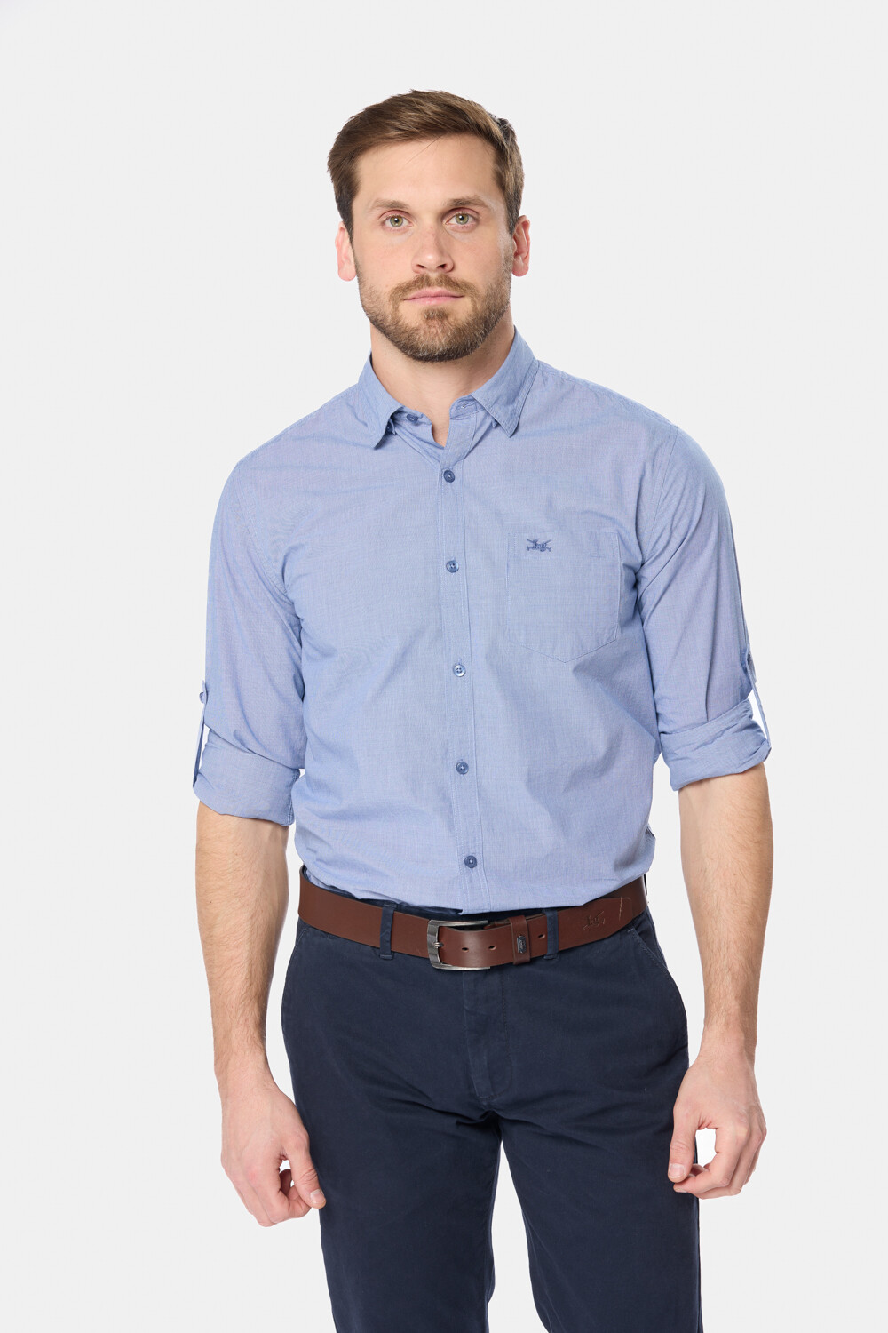 CAMISA CUADROS DE ALGODÓN Azul