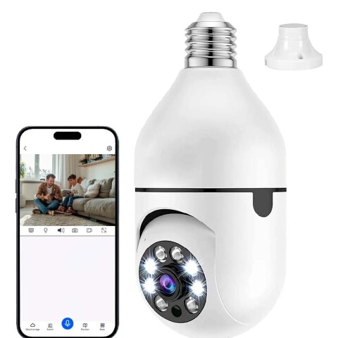 Cámara Seguridad Vigilancia 360 WiFi Graba Audio Espía Color Blanco