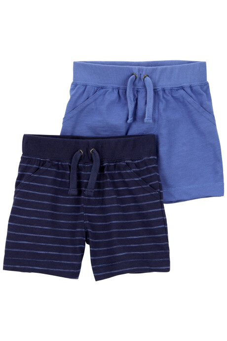 Pack dos shorts de algodón con cordón, azules Sin color