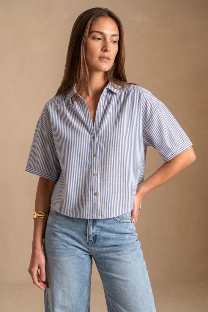 Camisa Rayada Azul