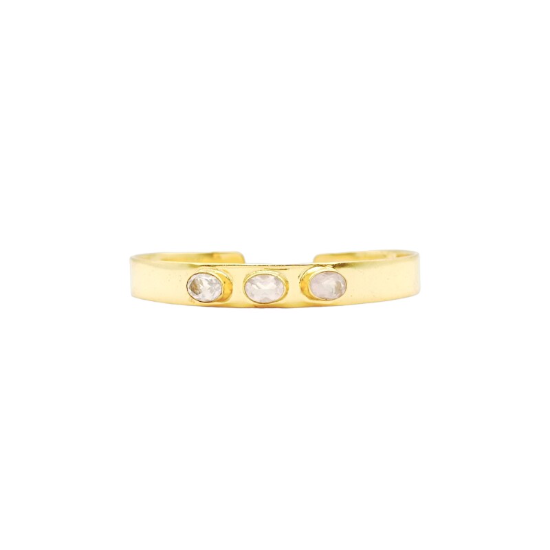Brazalete Jaipur-Plata Rodinada con micra oro 18k-Piedra Cuarzo rosa-BR2005 Conpiedra