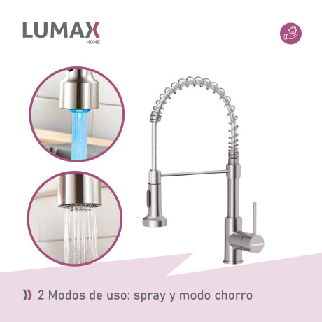 Canilla Monomando Lavaplatos Flexible Griferia Cocina Plateado/Gris