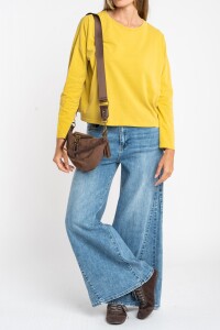 Remera Manga Larga Algodon Lavado Mostaza