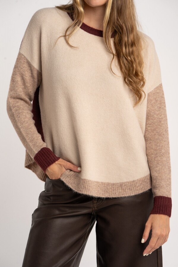 Sweater Color Block Bordeaux