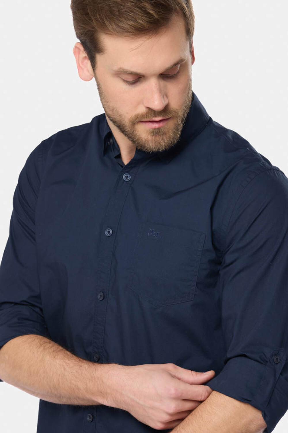 CAMISA LISA DE ALGODÓN Azul