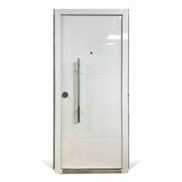 PUERTA SEMI BLINDADA DOBLE CHAPA CON BARRAL REDONDO DERECHA - BLANCA PUERTA SEMI BLINDADA DOBLE CHAPA CON BARRAL REDONDO DERECHA - BLANCA