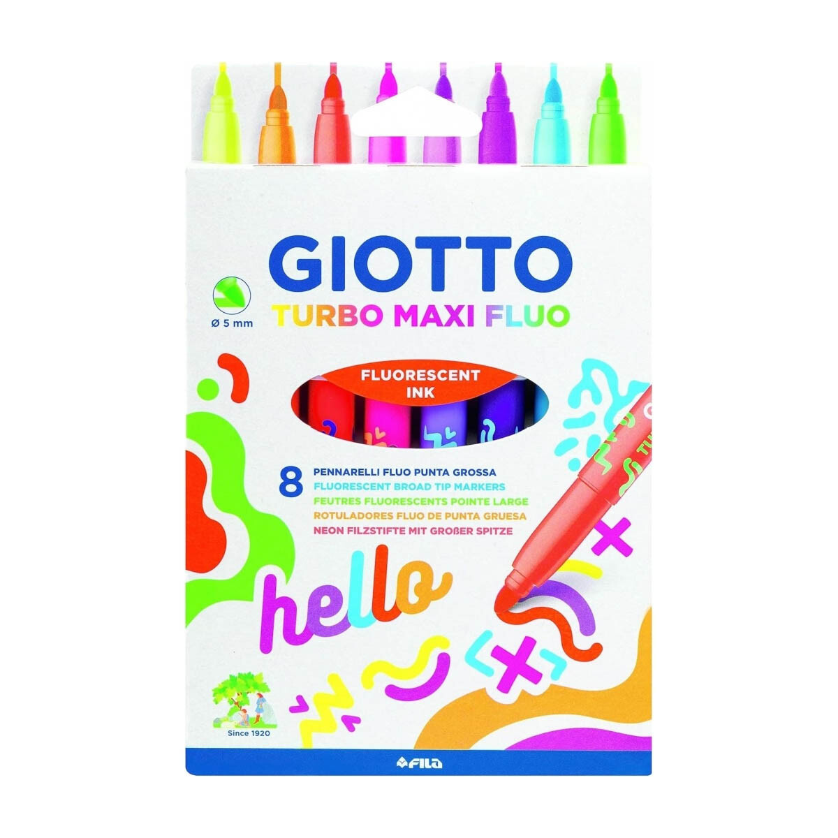 Marcadores Turbo Maxi Fluo 8 colores Giotto 