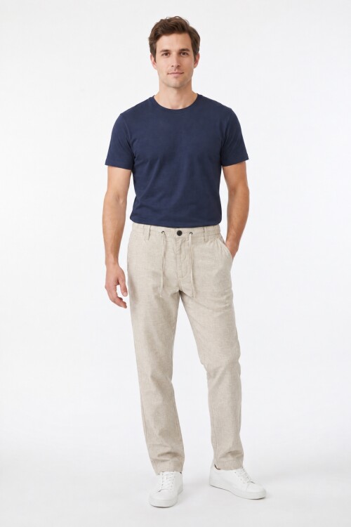 Pantalon con cintura ajustable BEIGE
