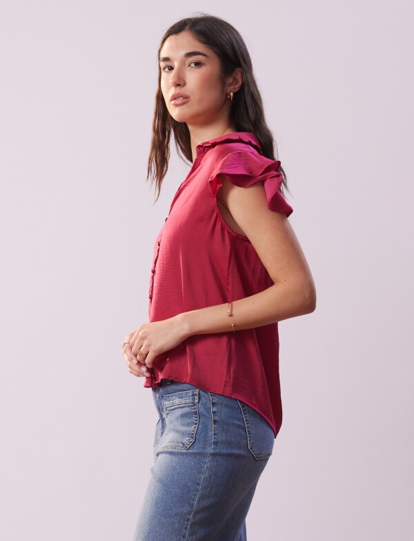 Camisa Saten FUCSIA