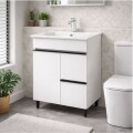 MUEBLE DE BAÑO 60 CM 1 PUERTA + 2 CAJONES - MESADA DE LOZA NEVADA MUEBLE DE BAÑO 60 CM 1 PUERTA + 2 CAJONES - MESADA DE LOZA NEVADA