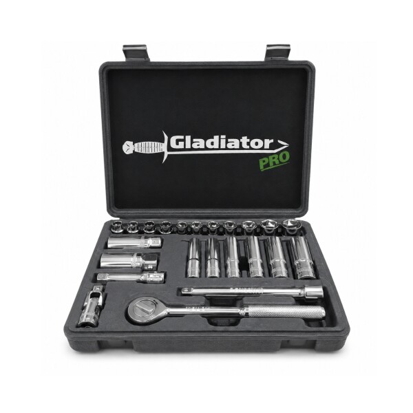 JUEGO DE TUBO, LLAVE CRIQUET METRICO 23P 3/8" GLADIATOR PRO Juego De Tubo, Llave Criquet Metrico 23p 3/8" Gladiator Pro
