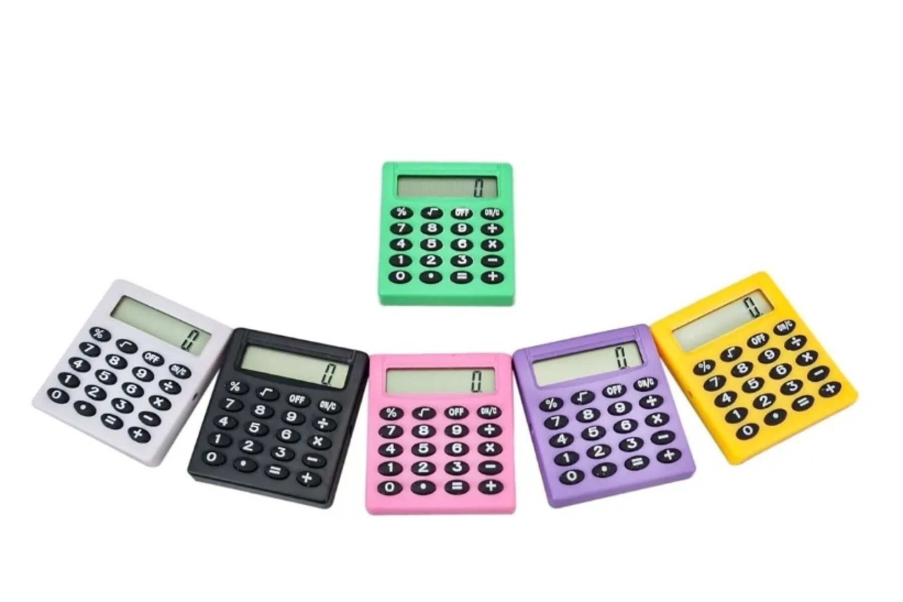 Mini Calculadora Escolar Colores - Blanco 