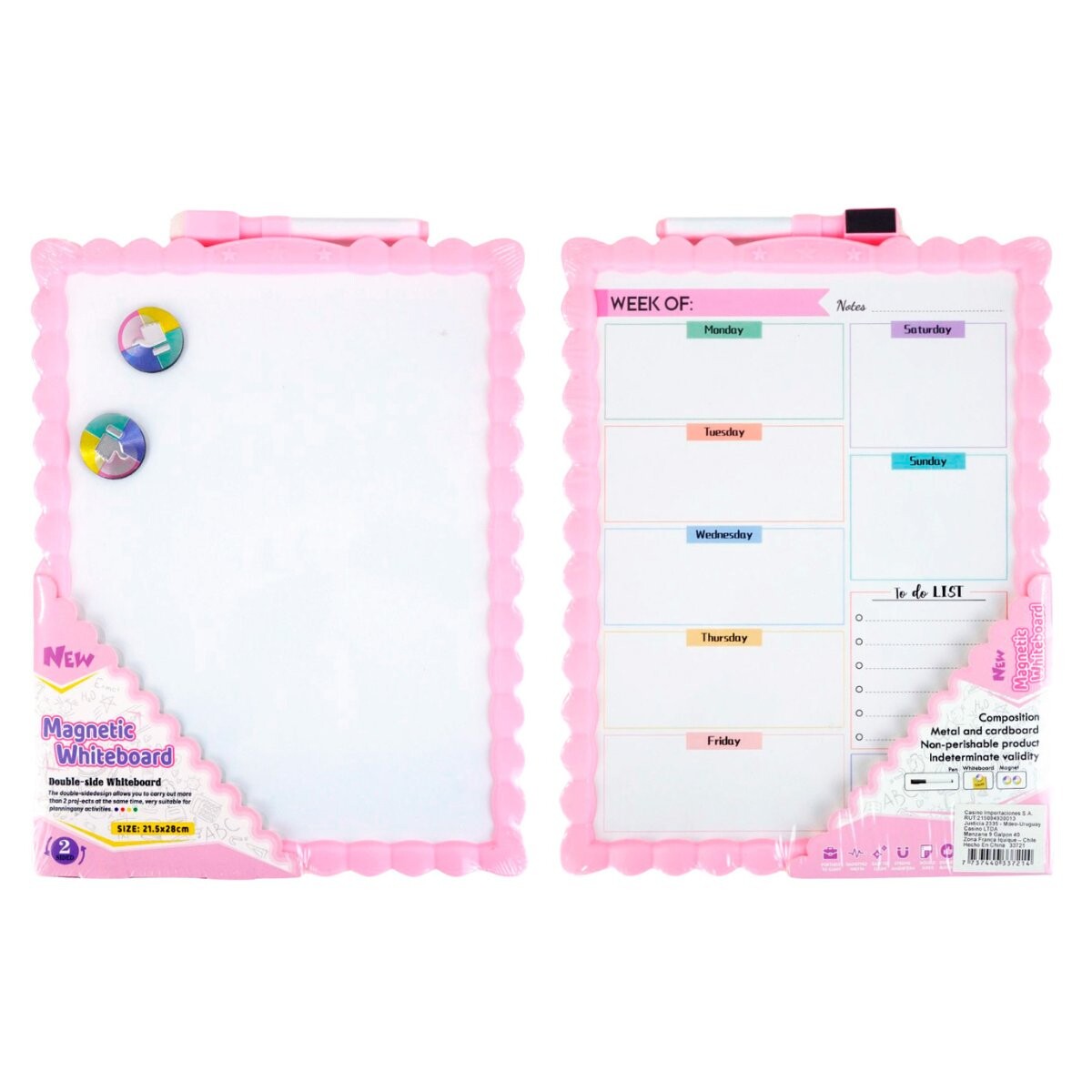 Pizarra planner con marcador 
