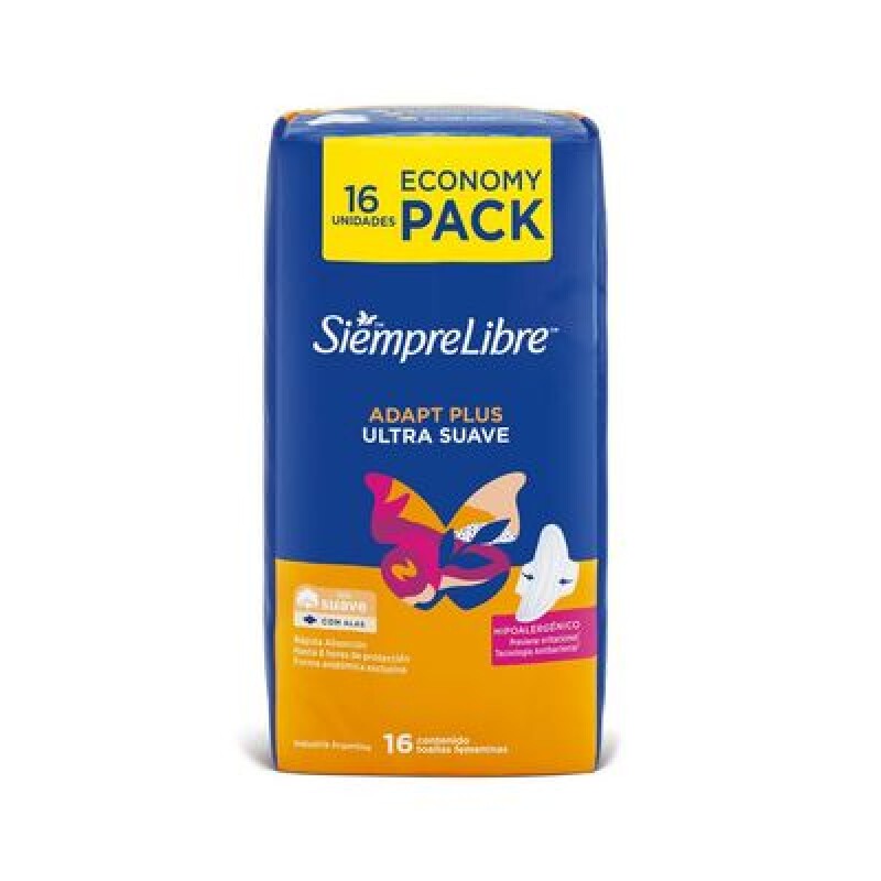 Toallas Femeninas Siempre Libre Adapt Con Alas X 16 Uni. Toallas Femeninas Siempre Libre Adapt Con Alas X 16 Uni.