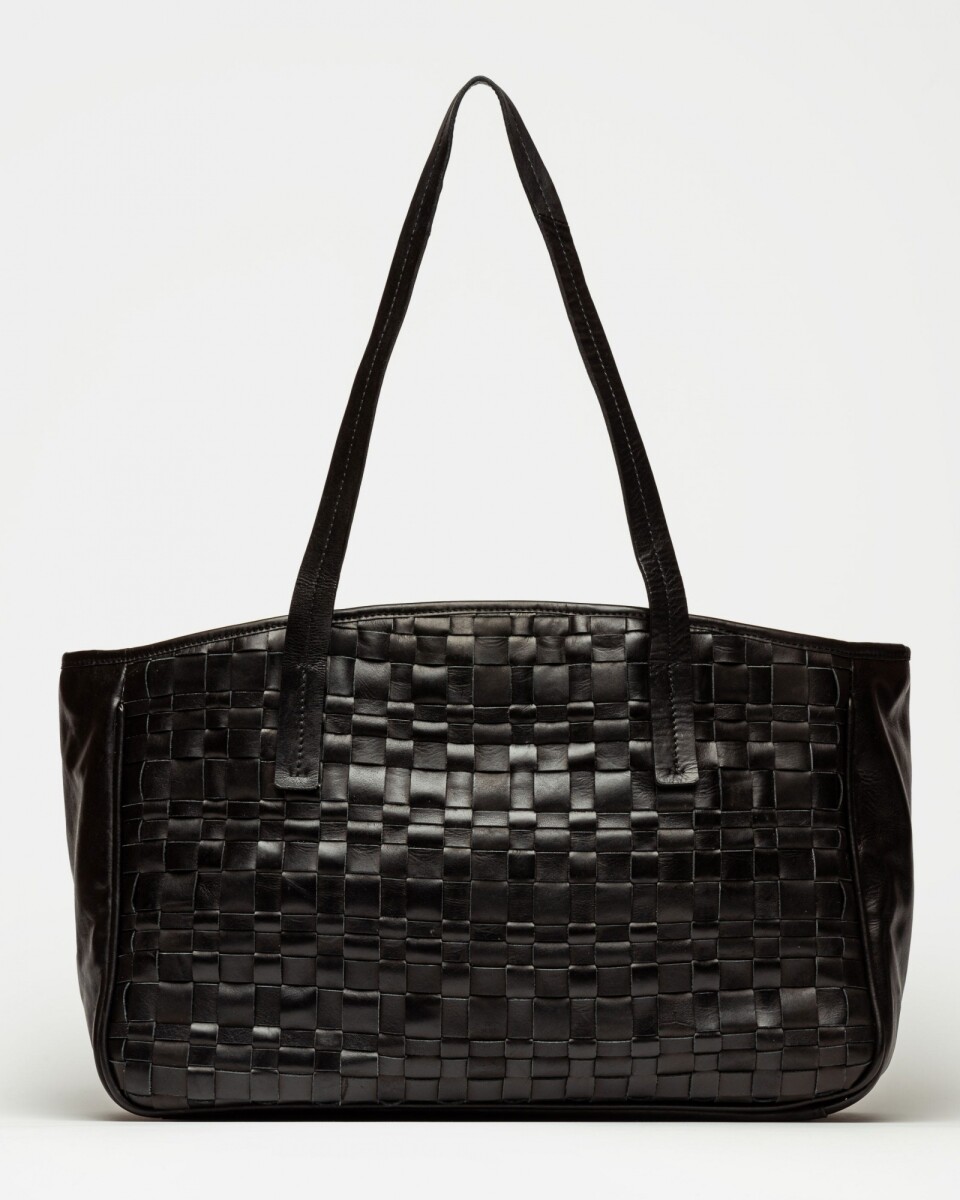 Bolso The Knit Bag en cuero graneado - Negro 