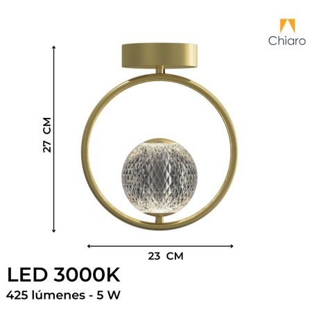 Aplique de techo led diseño anillo y bocha facetada Aplique de techo led diseño anillo y bocha facetada