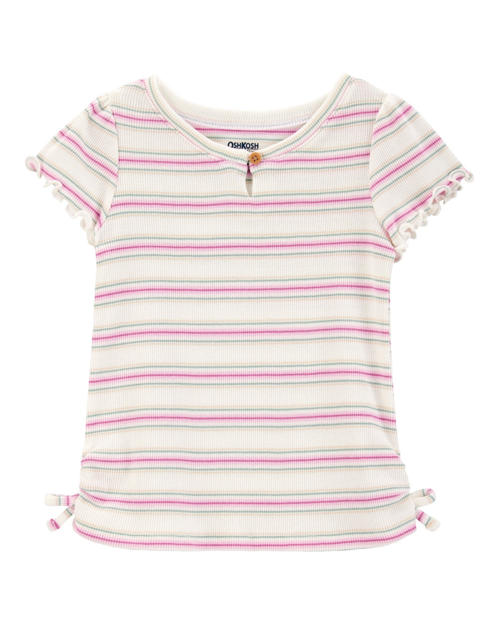 Remera de algodón acanalado, diseño a rayas Sin color