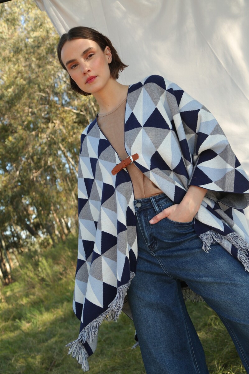 Poncho Corriente Azul/Celeste