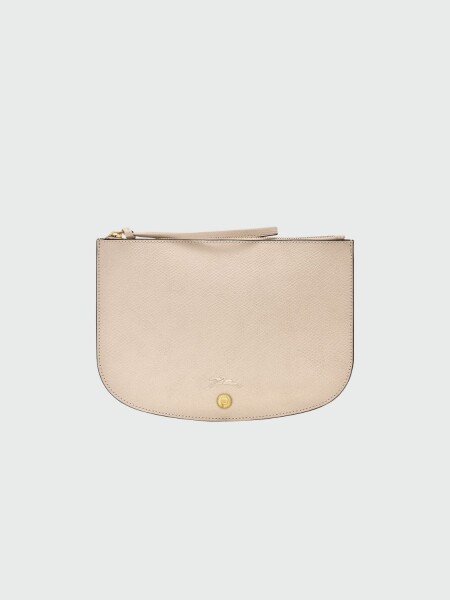 Longchamp- Clutch de cuero con muñequera, Épure Beige