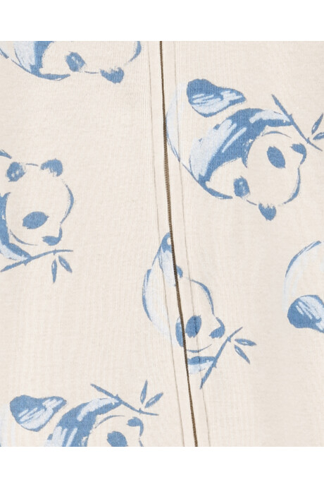 Pijama una pieza de algodón, con pie y gorro, diseño panda Sin color