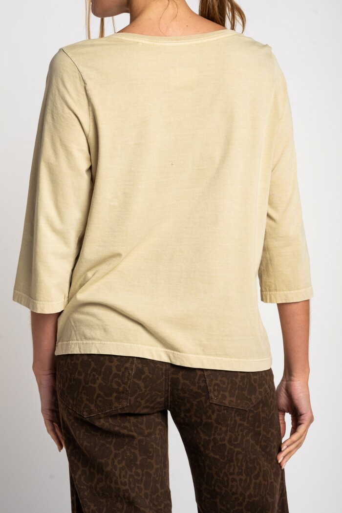 Remera Lavada Manga 3/4 Pistacho