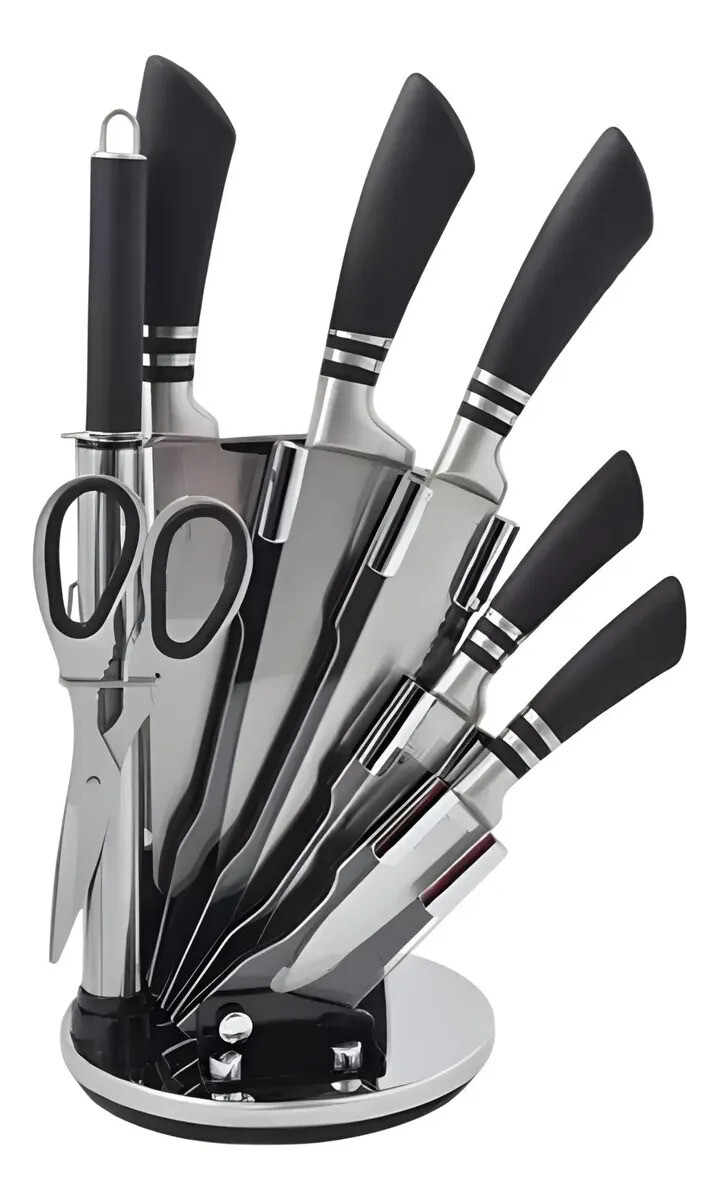 Set De Cuchillos Con Soporte Giratorio 360° 
